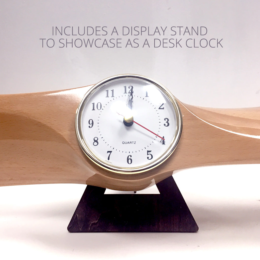 35.5 Inch Wooden Airplane Propeller Wall Clock - Beechwood