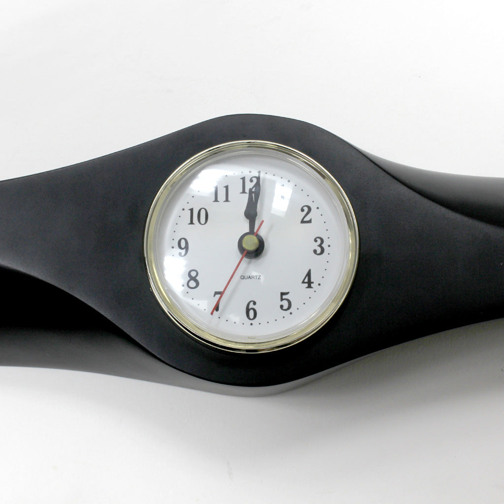 26 Inch Wooden Airplane Propeller Wall Clock - Black w/ Yellow Tips