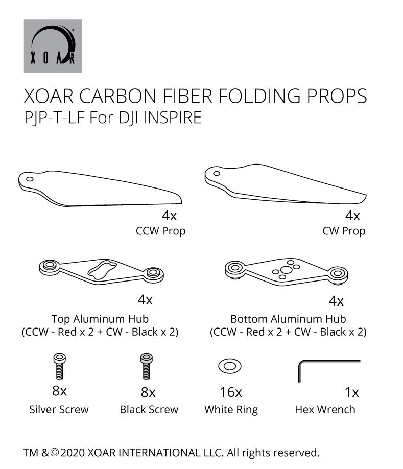 1550 Carbon Fiber Folding Propellers Set for DJI Inspire 2 (15x5)