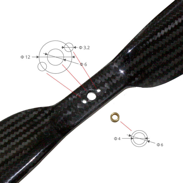 PJP-T-L 13x4.5 Precision Pair Carbon Fiber Propellers for Multicopter