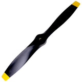 35.5 Inch Wooden Airplane Propeller Wall Clock - Black w/ Yellow Tips