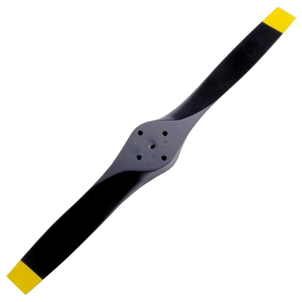 26 Inch Wooden Airplane Propeller Wall Clock - Black w/ Yellow Tips